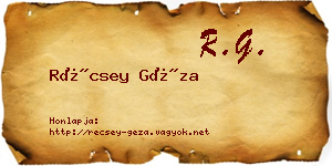 Récsey Géza névjegykártya